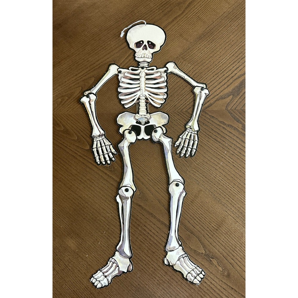Vintage Hallmark 24 Inch Jointed Skeleton Diecut Halloween Wall Decor Movable